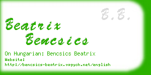 beatrix bencsics business card